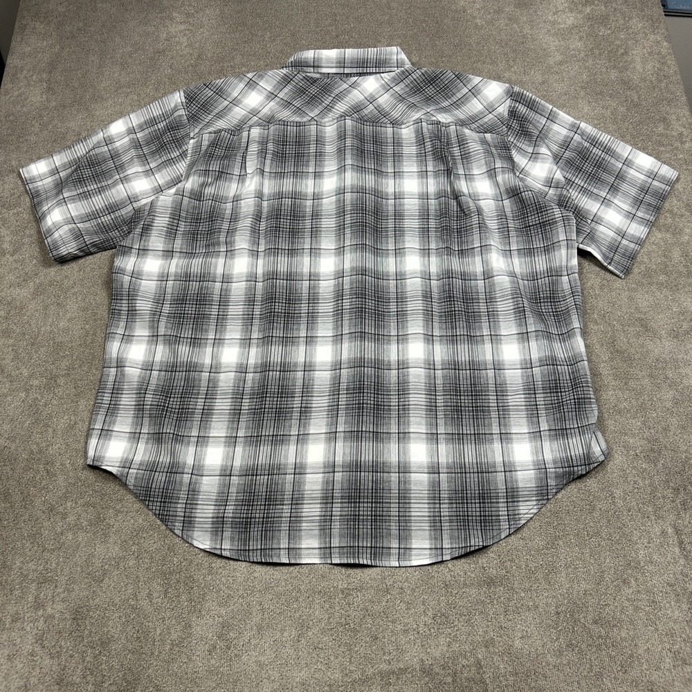 NEW Orvis Short Sleeve Tech Shirt Mens 2XL Gray Plaid Button Up UPF 30 Stretch - Picture 5 of 9